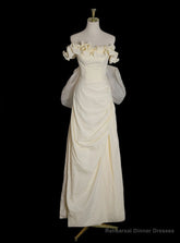 Beige Yellow Strapless Wedding Dress